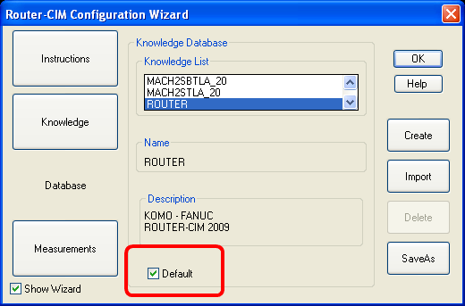 Select Default to set setected Knowledge as default.