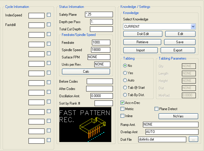 Fast Pattern Recognition parameters.