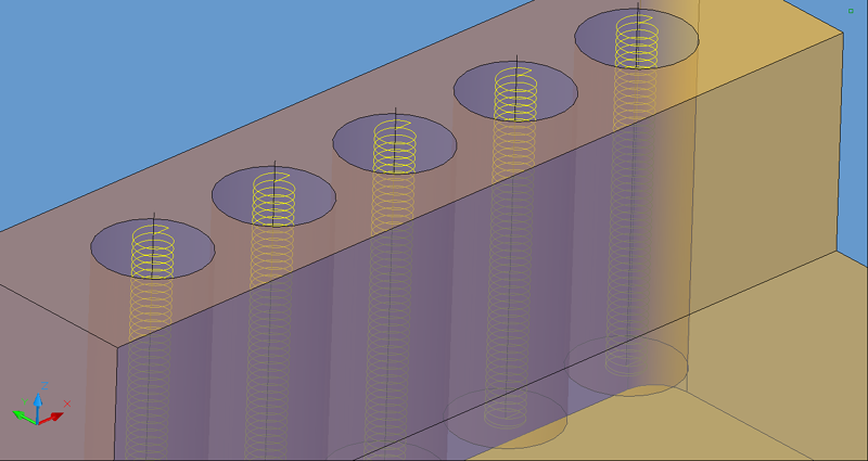 Helical Arcs Center tool path.