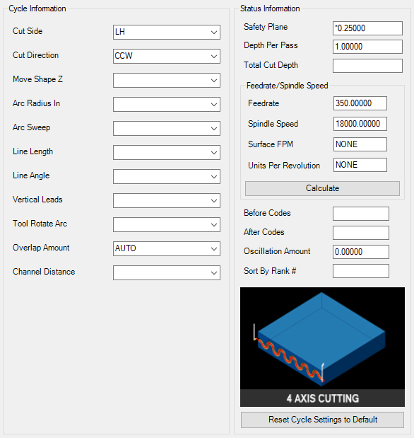 4th Axis Cutting parameters. 4th Axis Cutting parameters.
