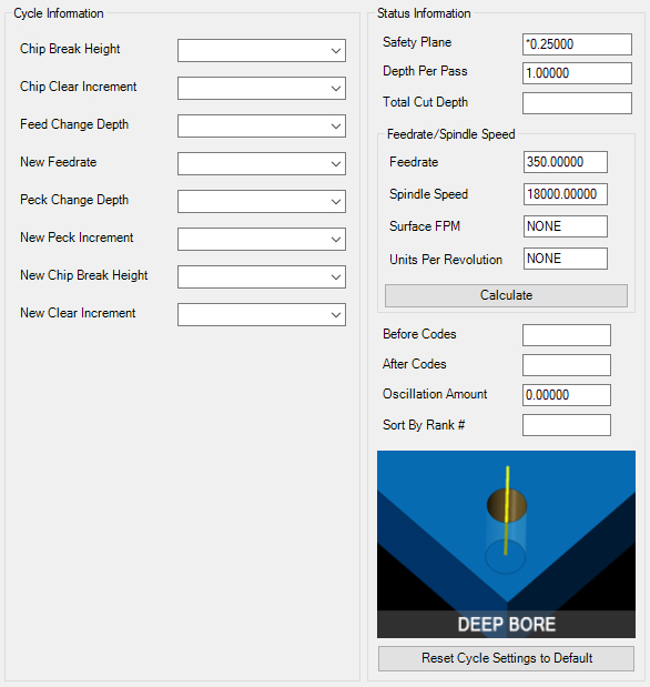 Deep Bore Parameters Deep Bore Parameters