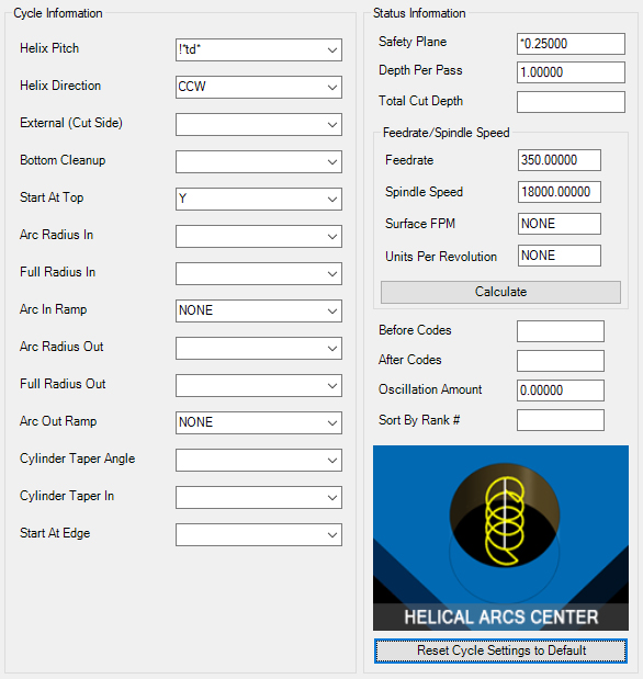 Helical Arcs Center Parameters Helical Arcs Center Parameters