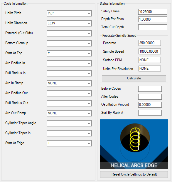 Helical Arcs Edge Parameters Helical Arcs Edge Parameters