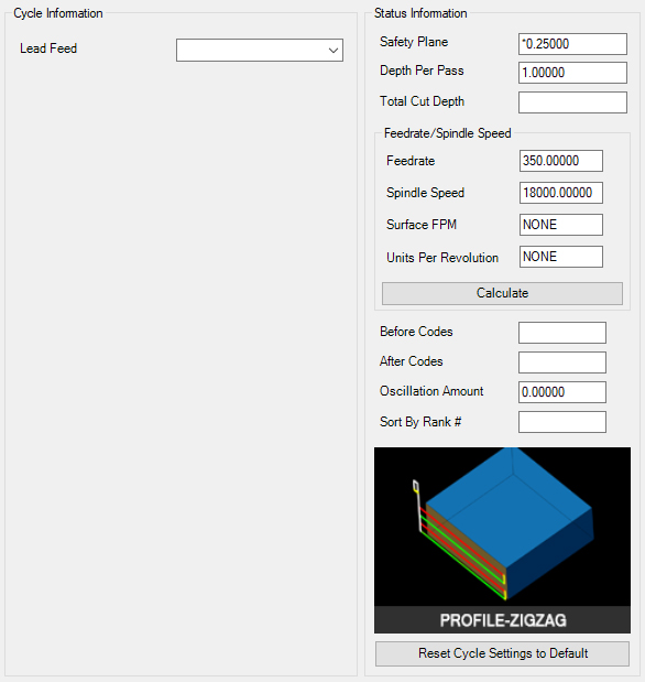 Profile ZigZag parameters Profile ZigZag parameters