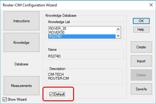 Select Default to set setected Knowledge as default.