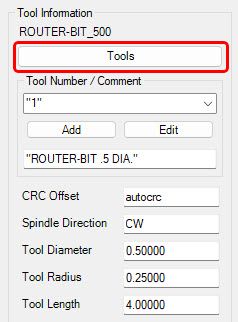 Select the Tools button to show the tool list